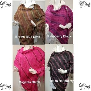 Scarf Poncho Vest Adjustable Button Accent Wrap